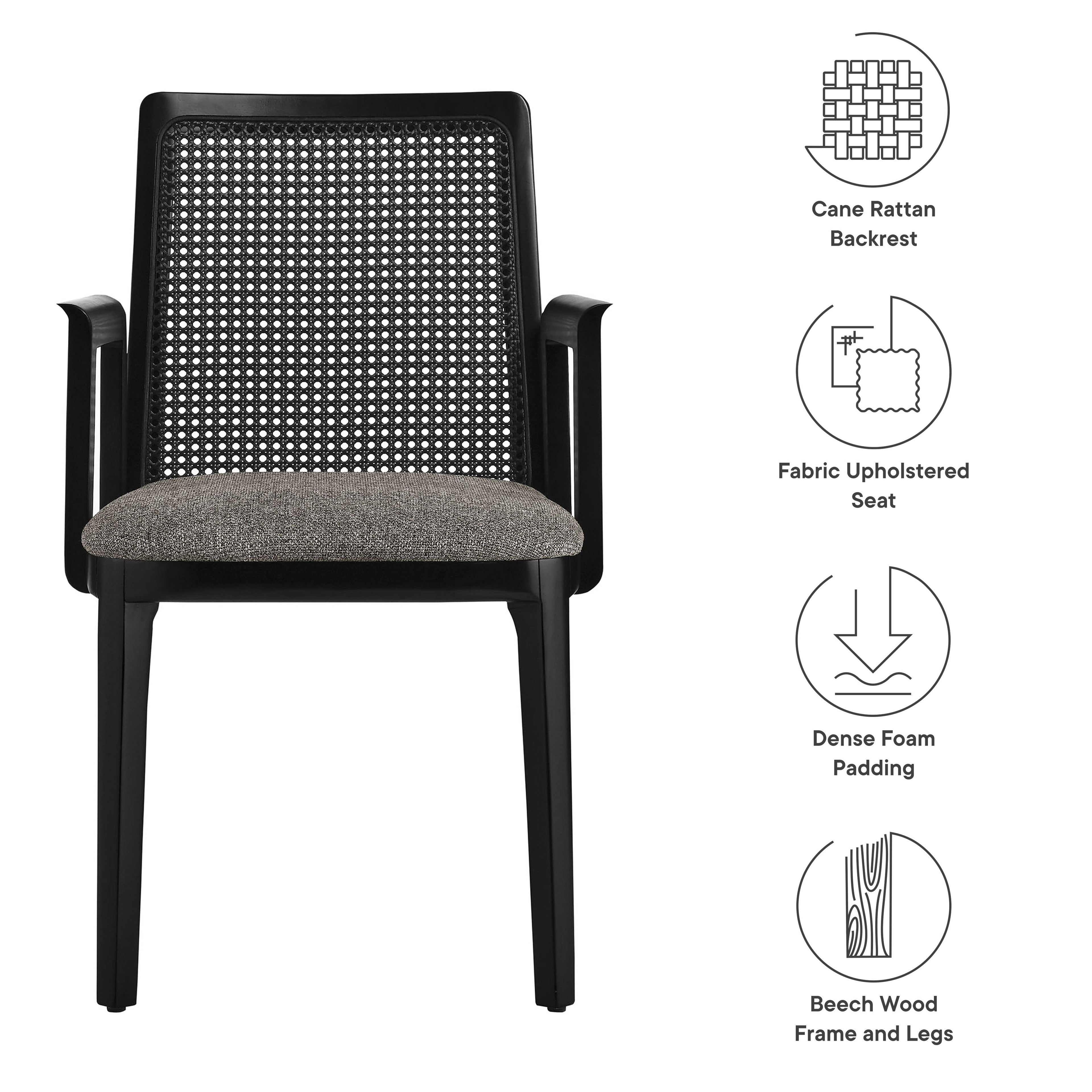 Monarch Wood and Rattan Dining Armchair by Modway