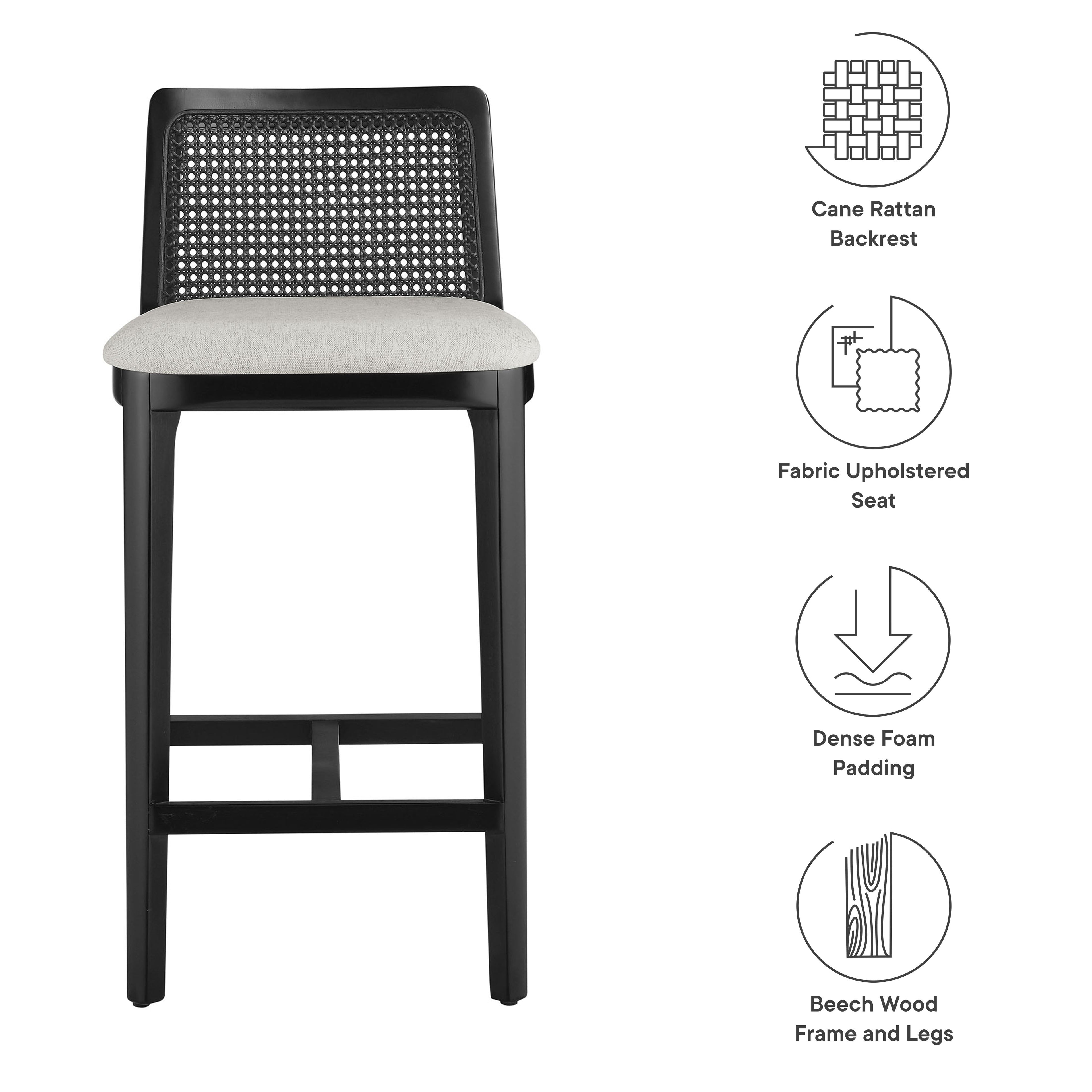 Monarch Wood and Rattan Counter Stool by Modway