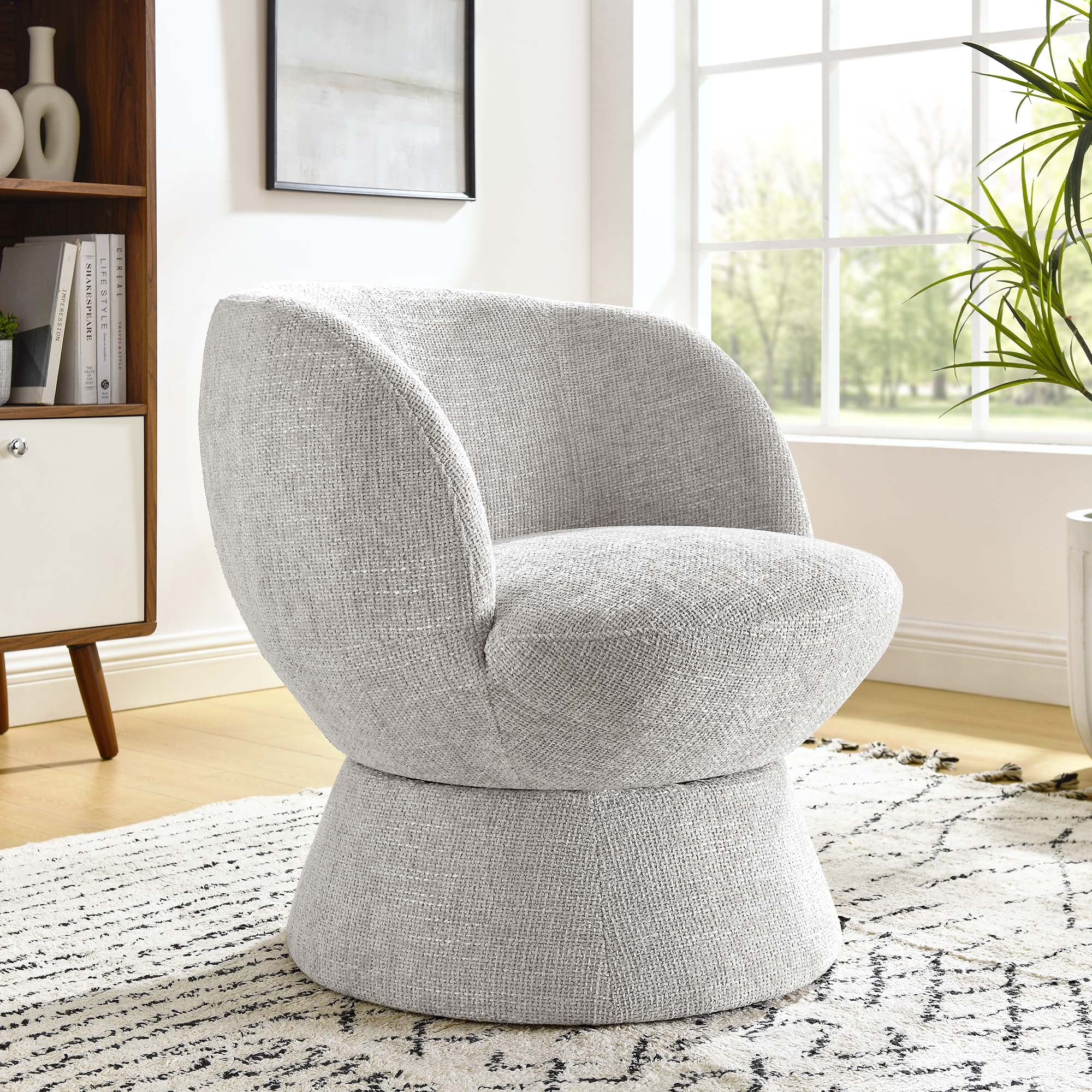 Vesta Chenille Fabric Upholstered Swivel Chair by Modway
