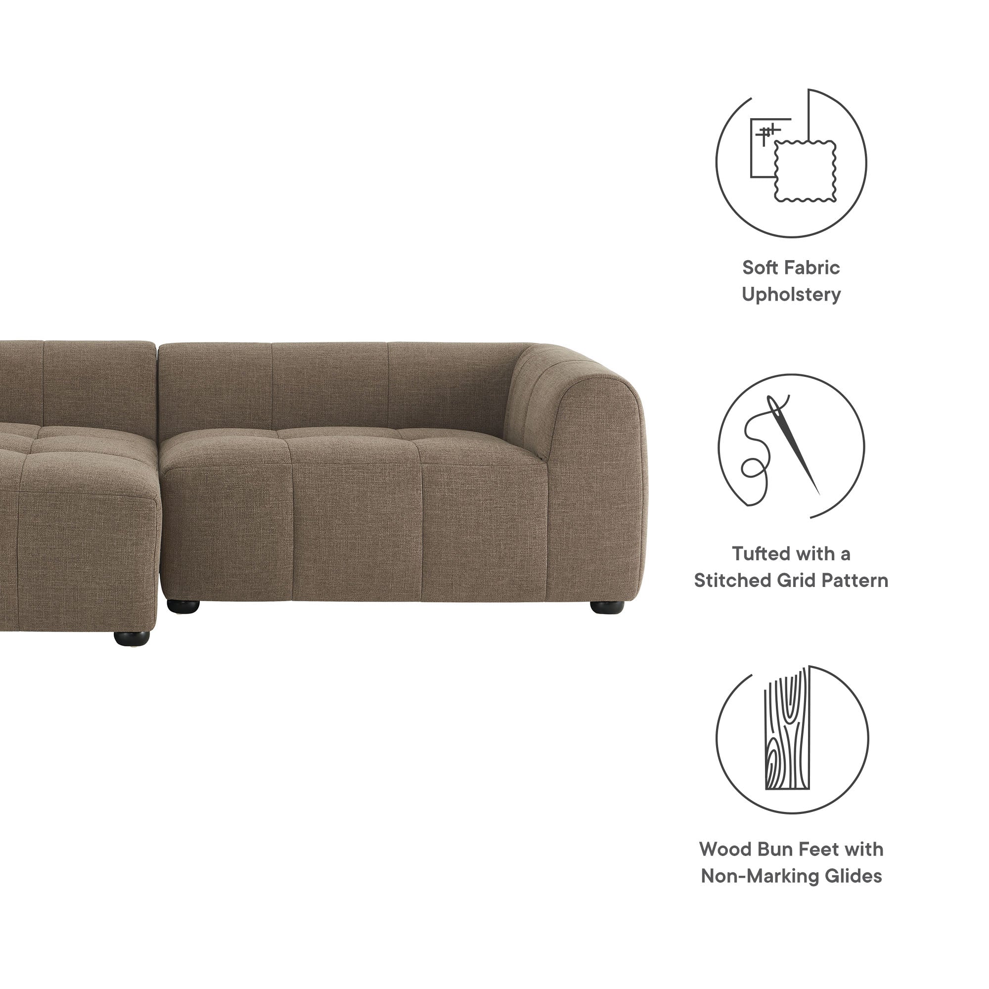 Liana Left-Facing Upholstered Fabric Modular Sofa with Chaise by Modway