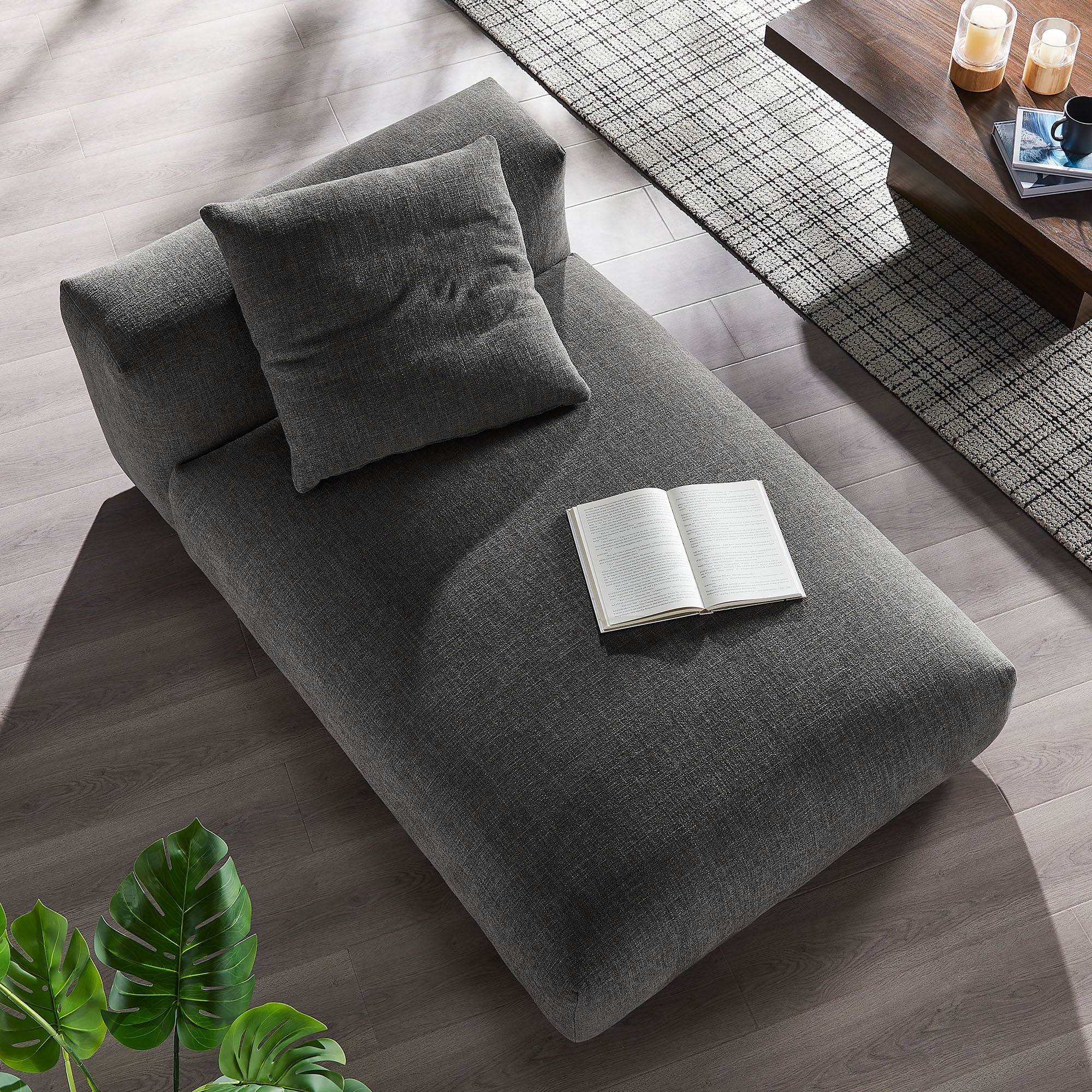 Solace Modular Upholstered Fabric Armless Chaise Lounge by Modway