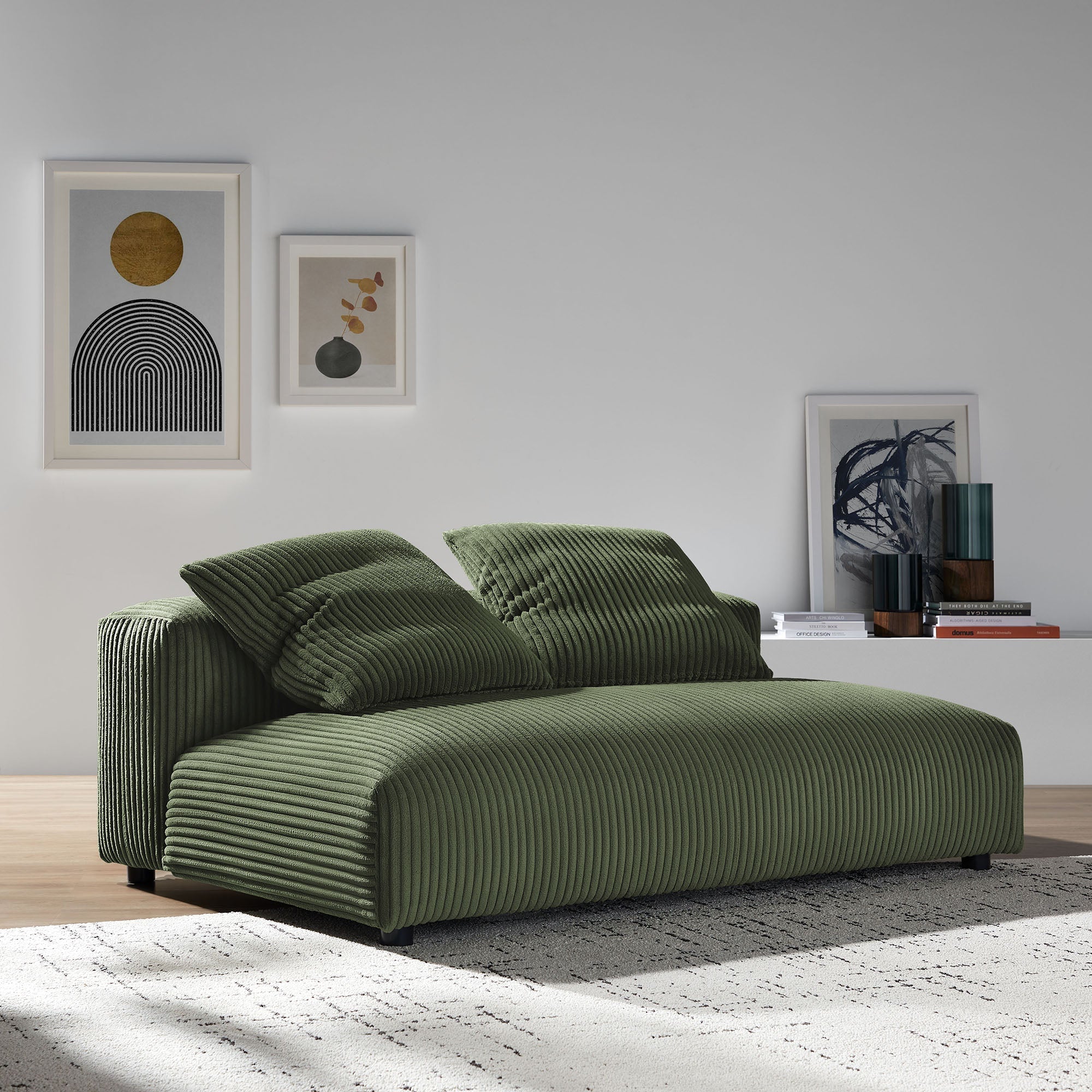 Solace Modular Corduroy Upholstered Armless Loveseat by Modway