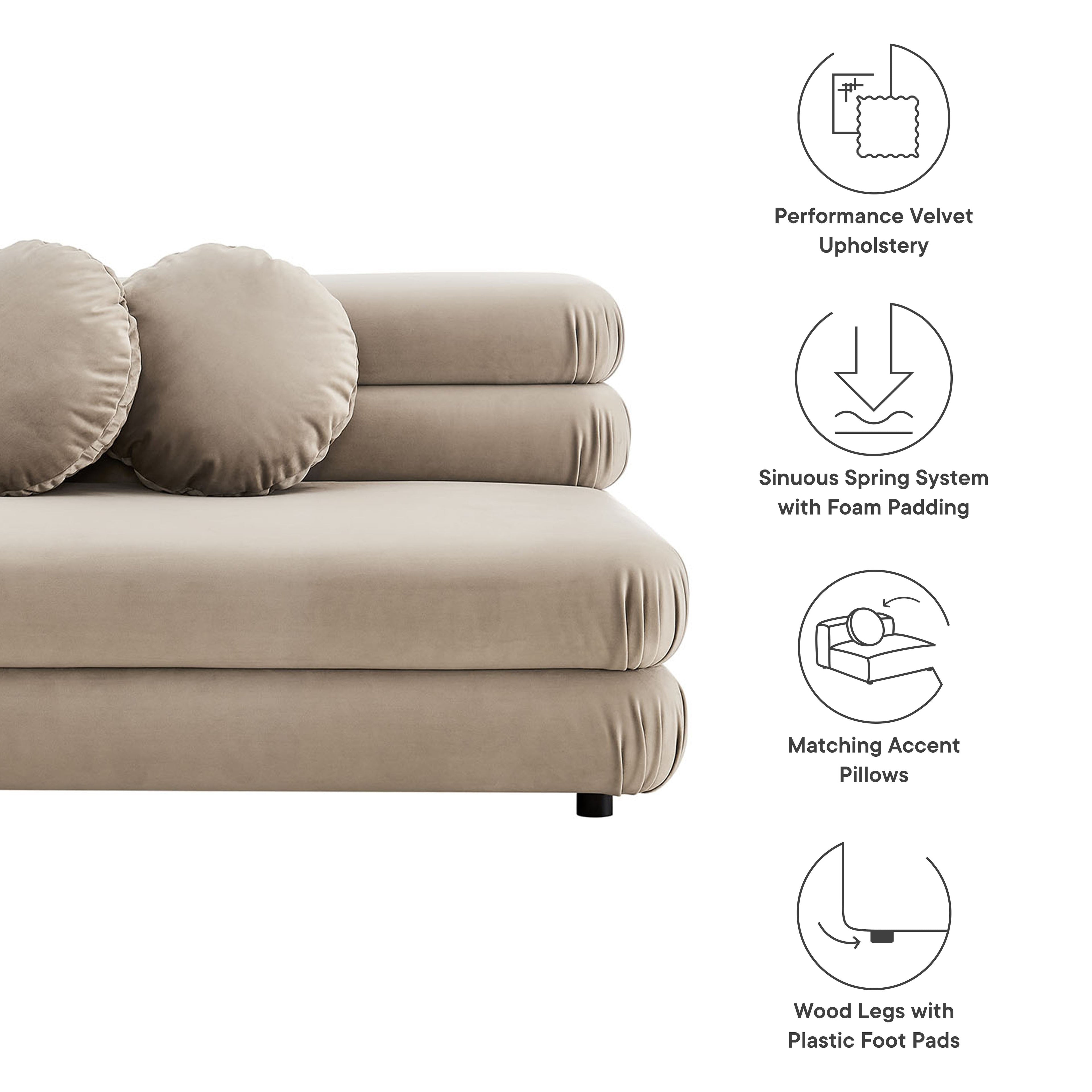 Jubilee Modular Performance Velvet Armless Loveseat by Modway