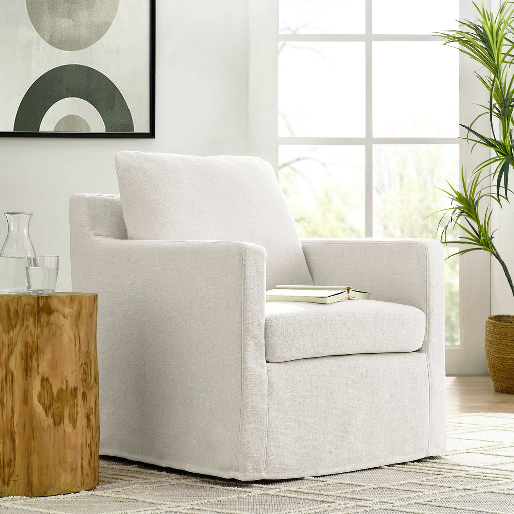 Serene Linen Slipcovered Swivel Armchair by Modway