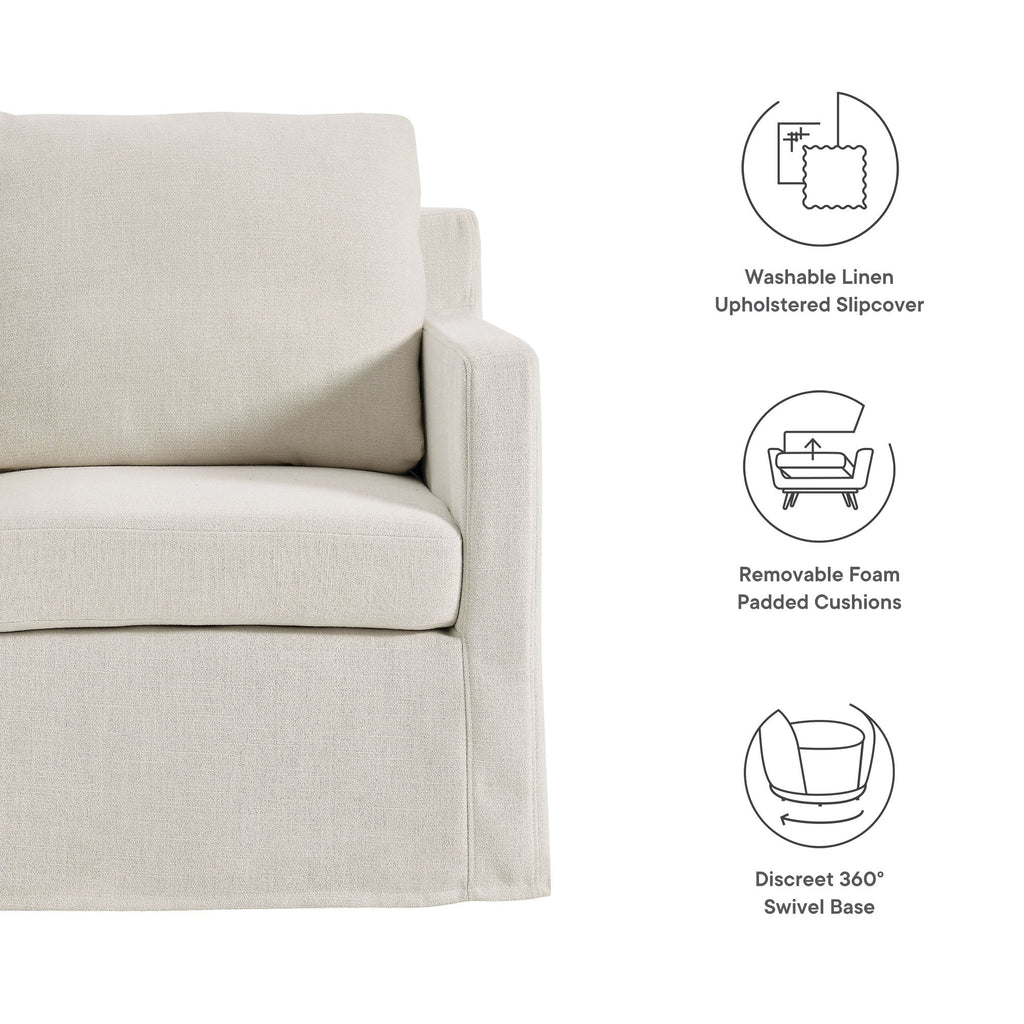 Serene Linen Slipcovered Swivel Armchair by Modway