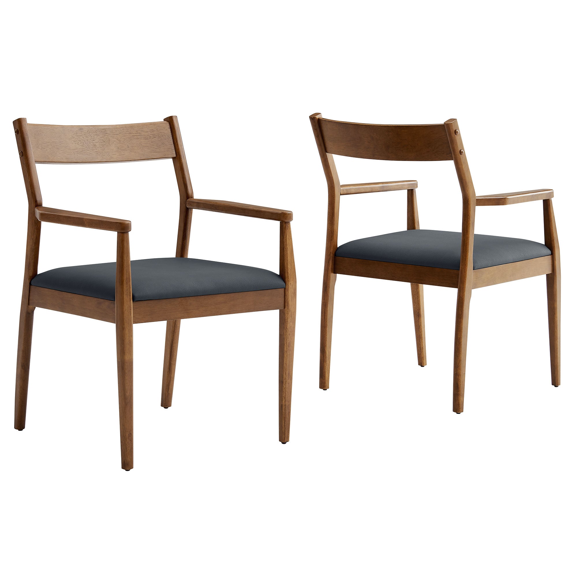 Solara 7-Piece Wood Dining Set with Vegan Leather Armchairs by Modway