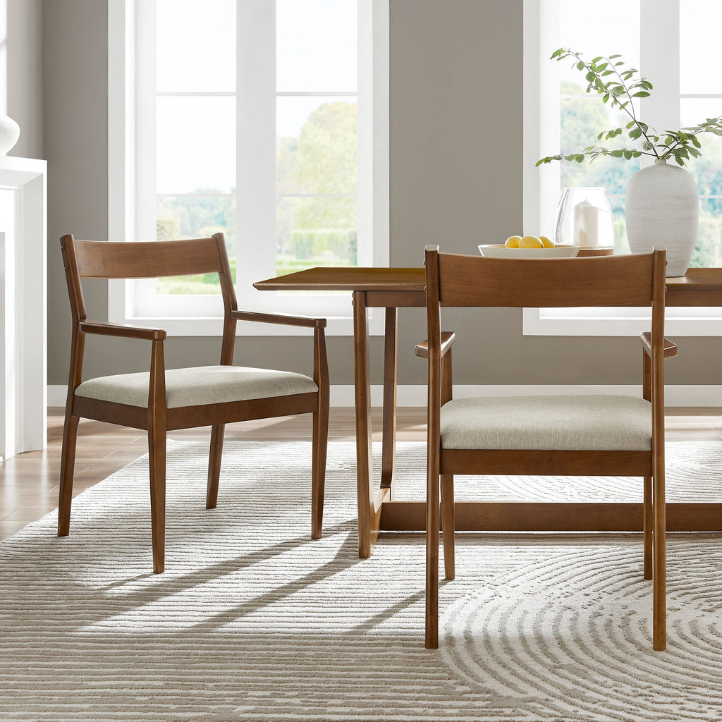 Solara Fabric Wood Dining Armchairs Set of 2 by Modway
