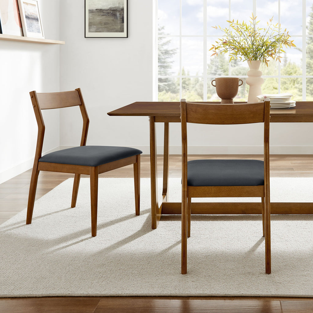 Solara Vegan Leather Wood Dining Side Chairs Set of 2 by Modway