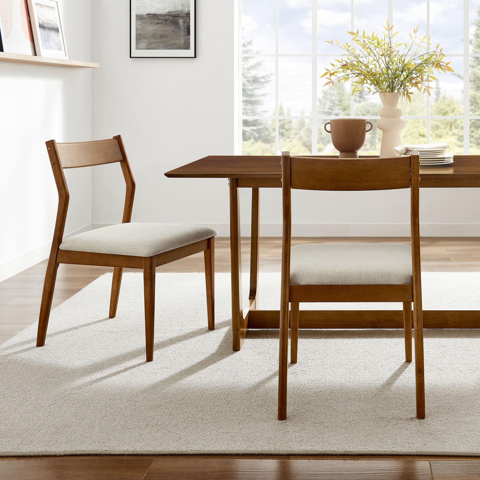 Solara Fabric Wood Dining Side Chairs Set of 2 by Modway