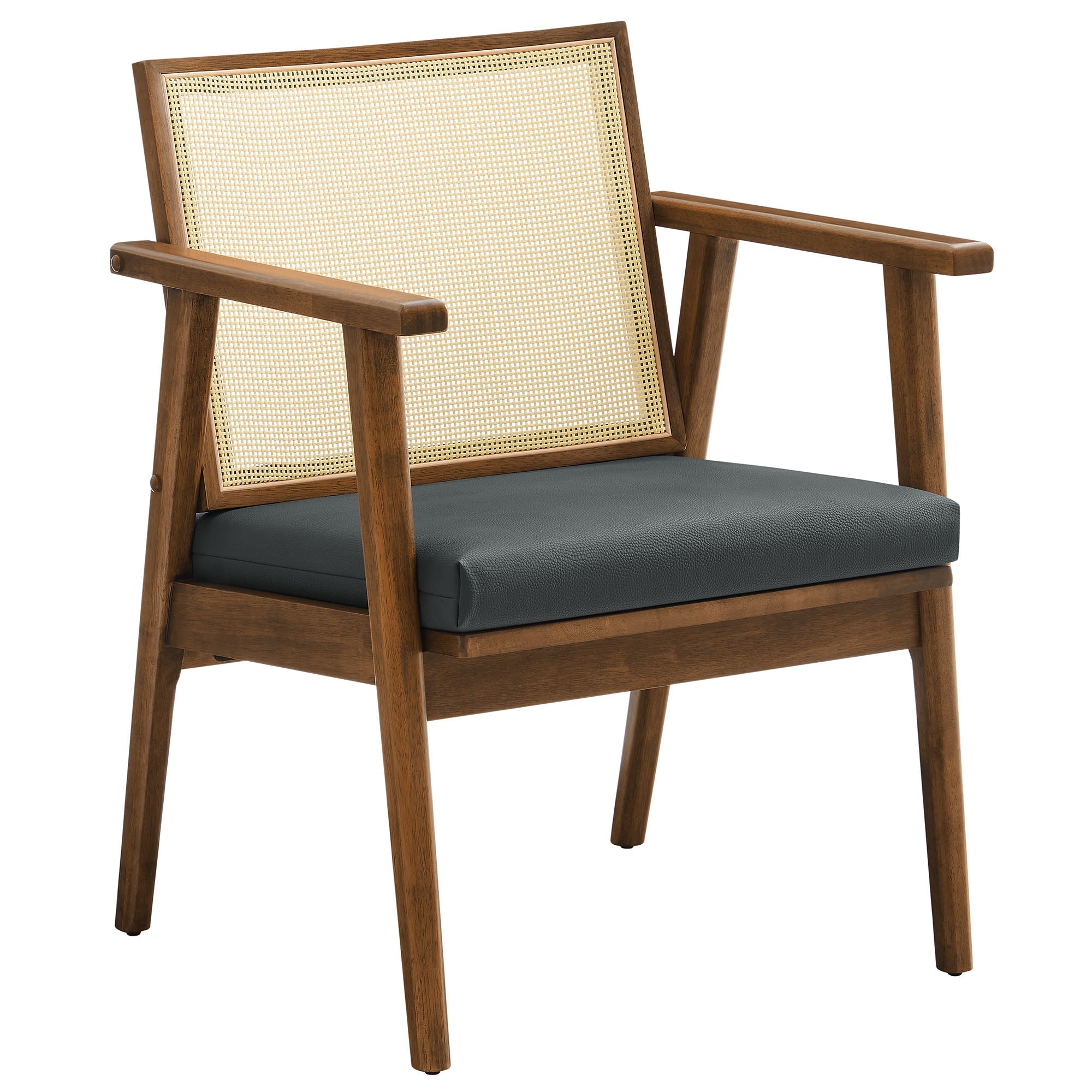 Thera Vegan Leather and Cane Accent Armchairs Set of 2 by Modway
