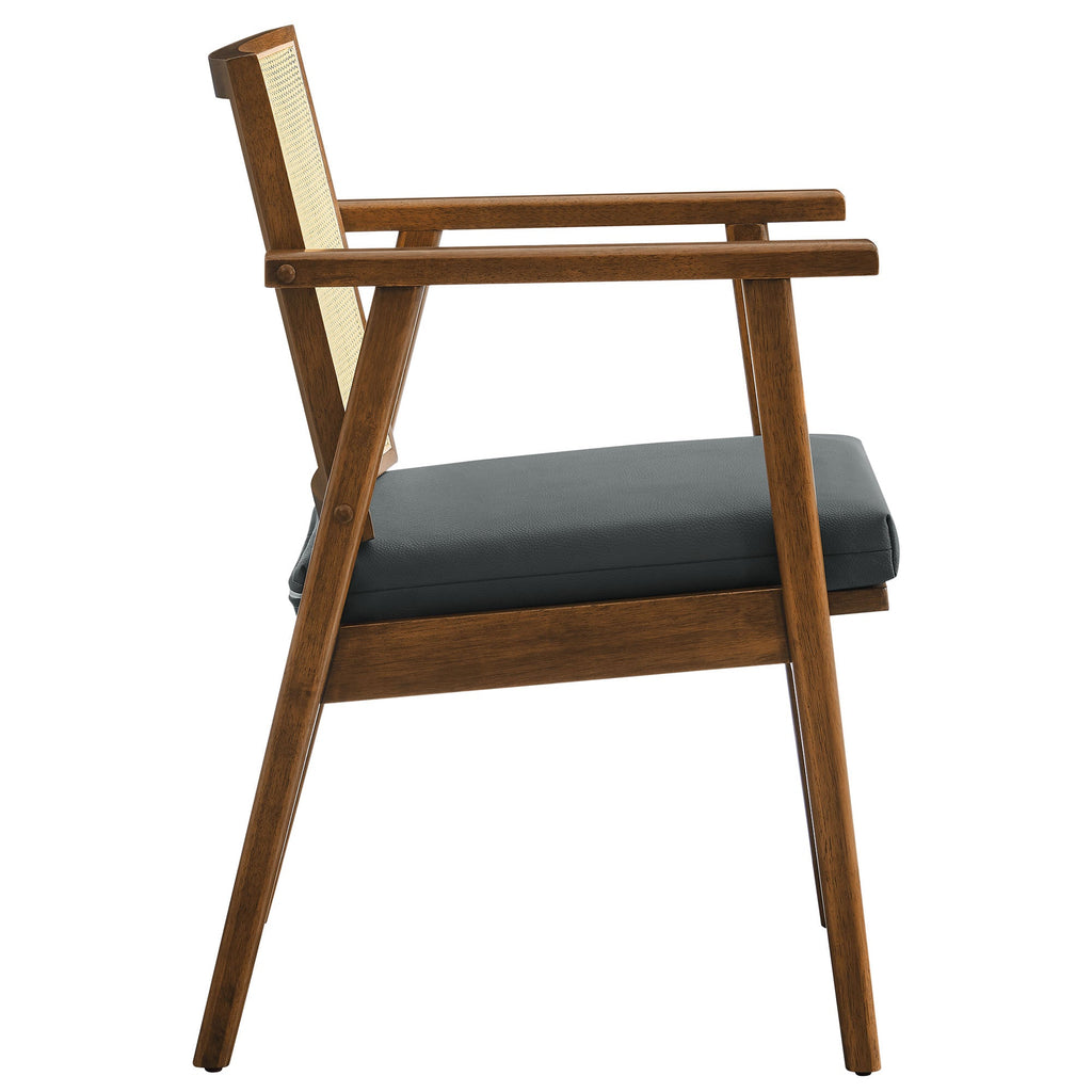 Thera Vegan Leather and Cane Accent Armchairs Set of 2 by Modway