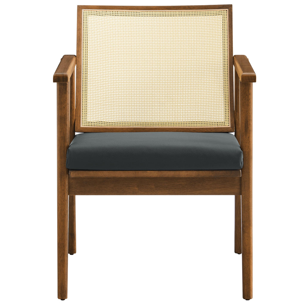 Thera Vegan Leather and Cane Accent Armchairs Set of 2 by Modway