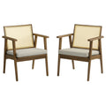 Thera Vegan Leather and Cane Accent Armchairs Set of 2 by Modway