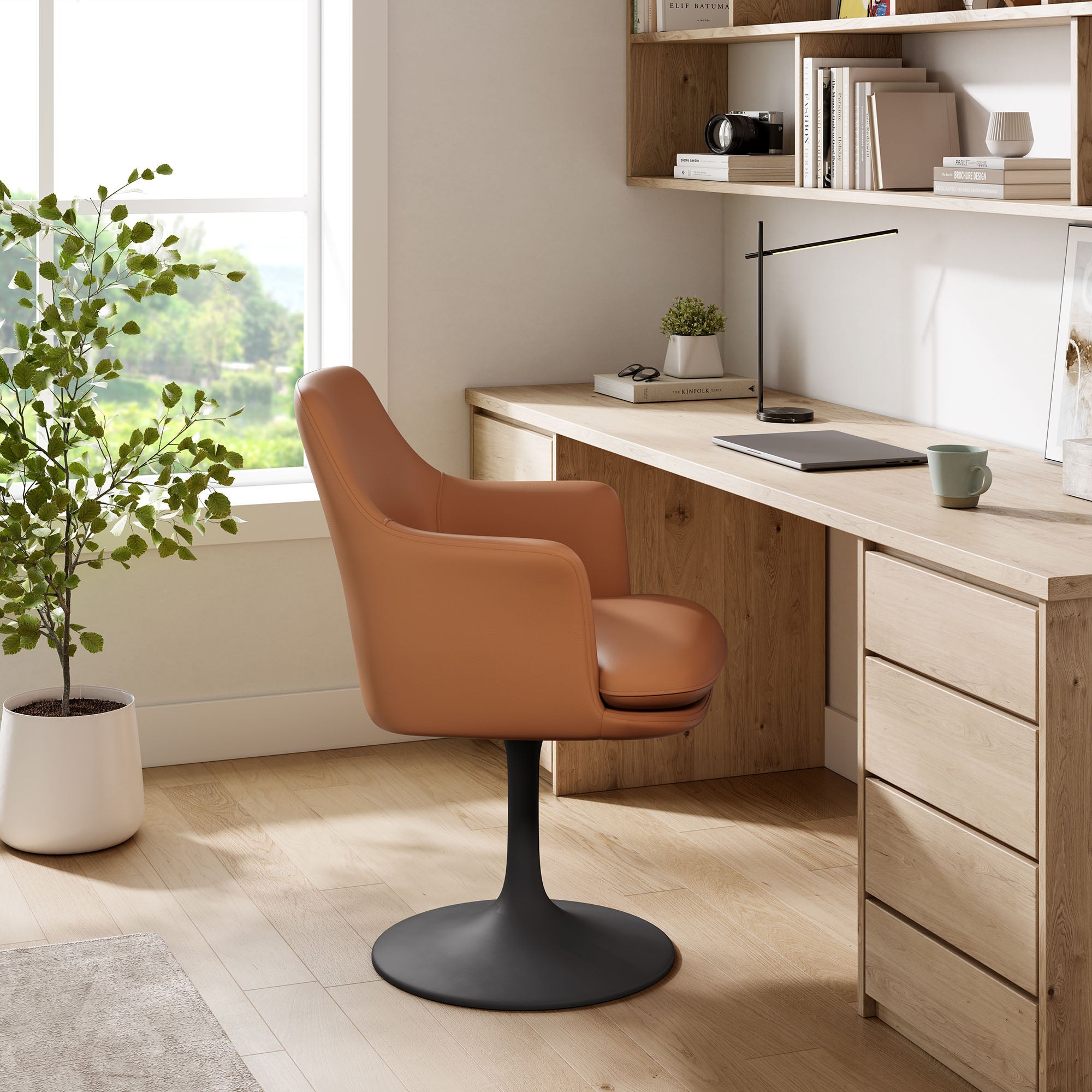 Lippa Vegan Leather Swivel Dining Armchair by Modway