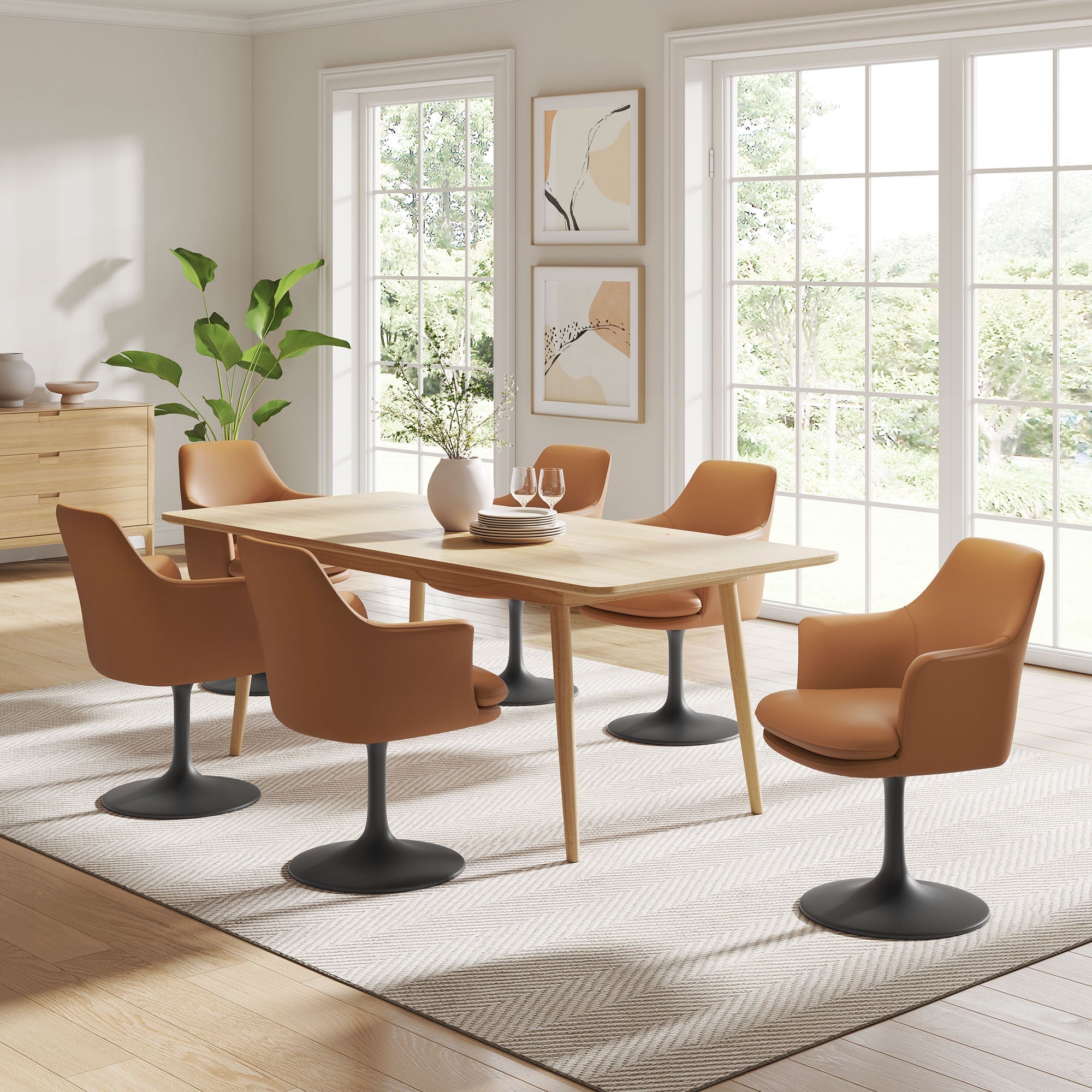 Lippa Vegan Leather Swivel Dining Armchair by Modway