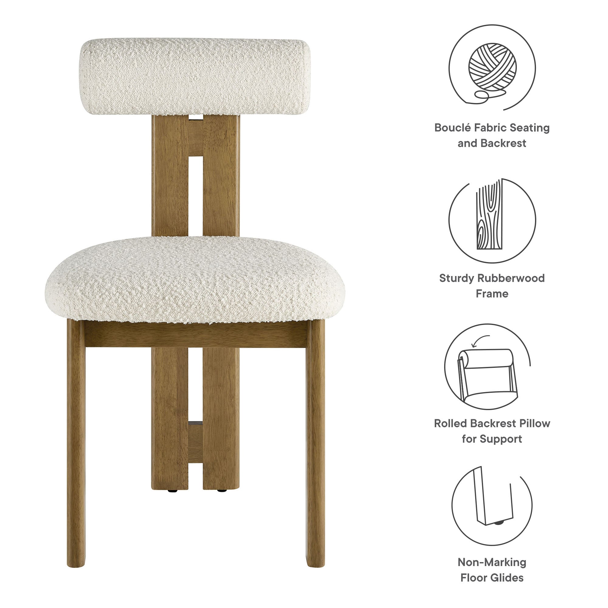 Torian Boucle Fabric Dining Chair Set of 2 by Modway