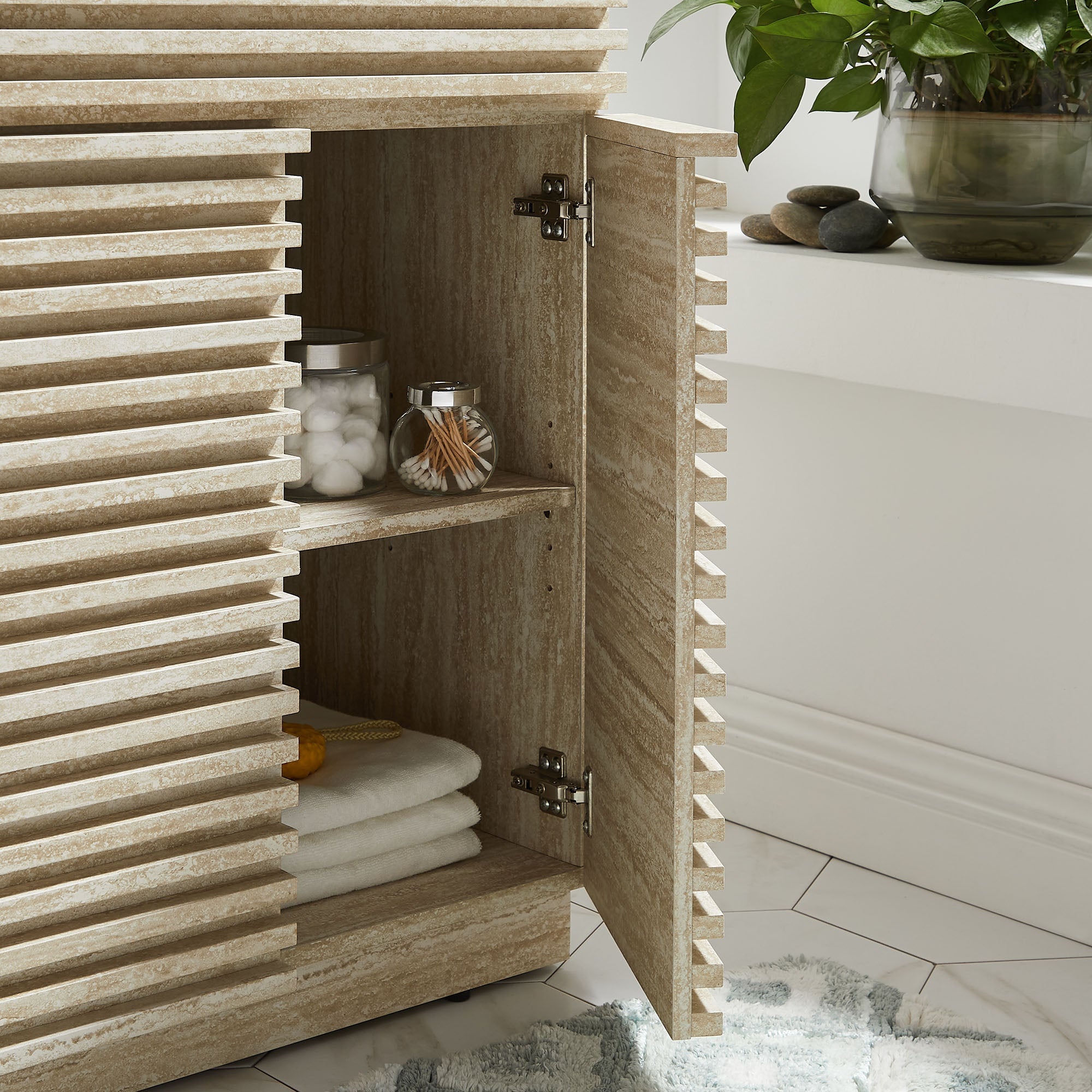 Render 24" Faux Travertine Bathroom Vanity Cabinet (Sink Not Included) by Modway