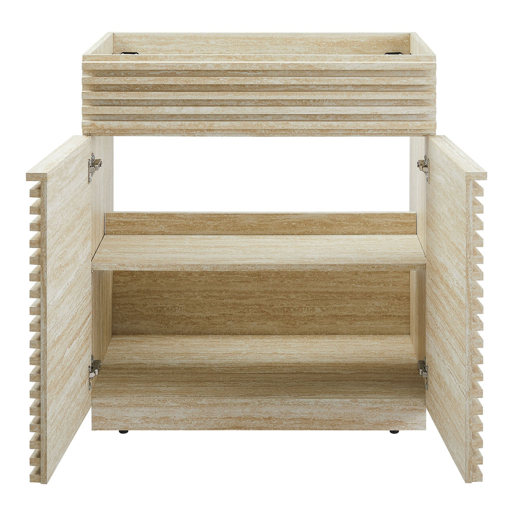 Render 30" Faux Travertine Bathroom Vanity Cabinet (Sink Not Included) by Modway