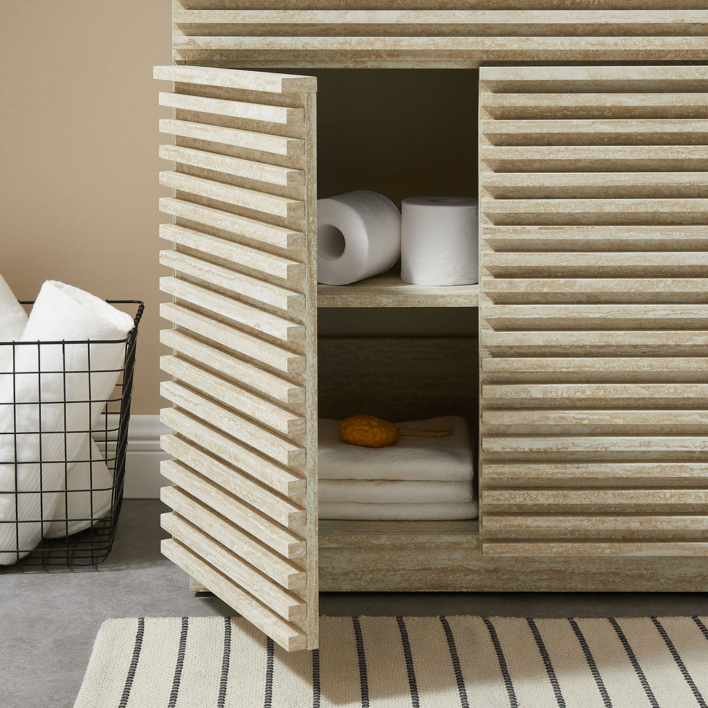 Render 30" Faux Travertine Bathroom Vanity Cabinet (Sink Not Included) by Modway