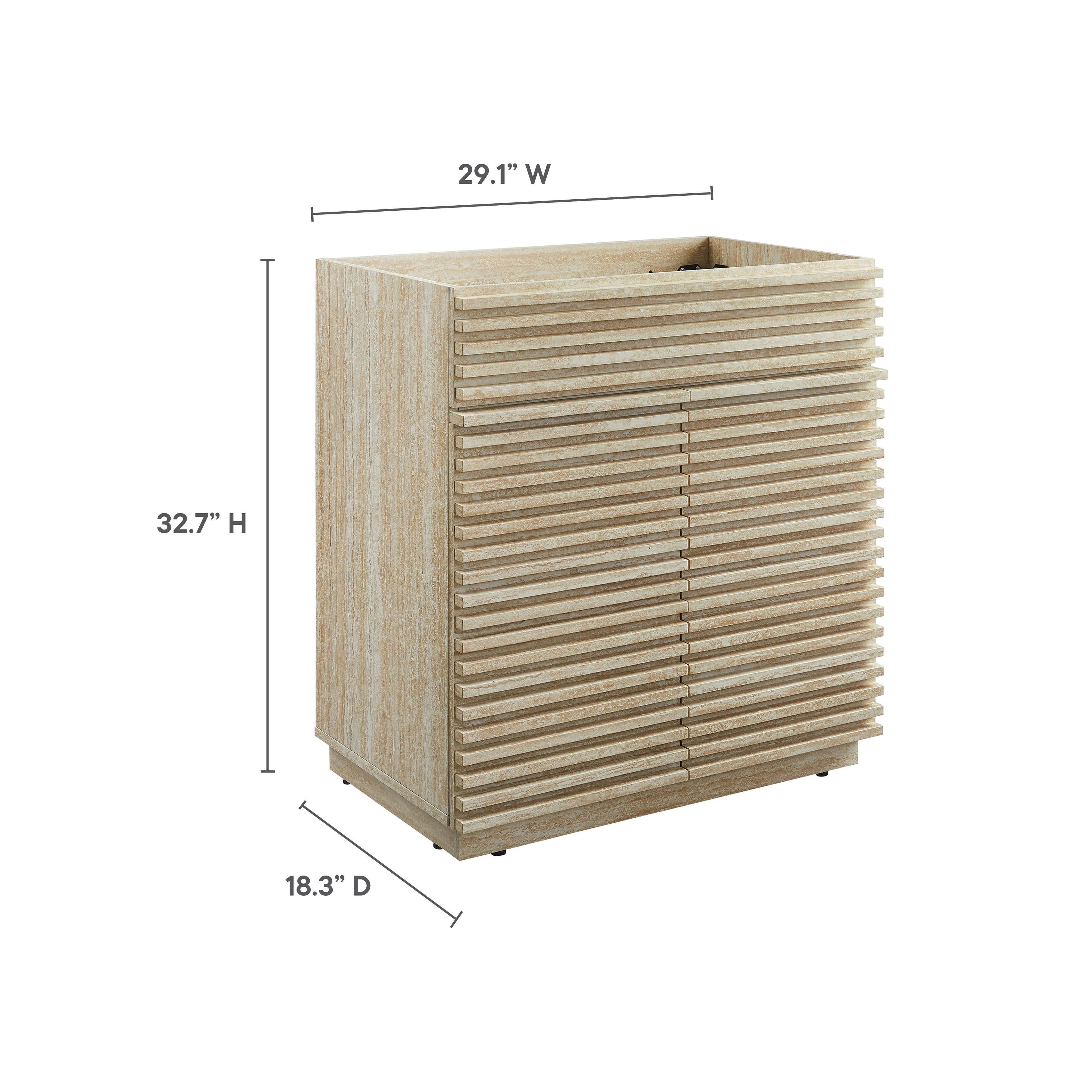 Render 30" Faux Travertine Bathroom Vanity Cabinet (Sink Not Included) by Modway