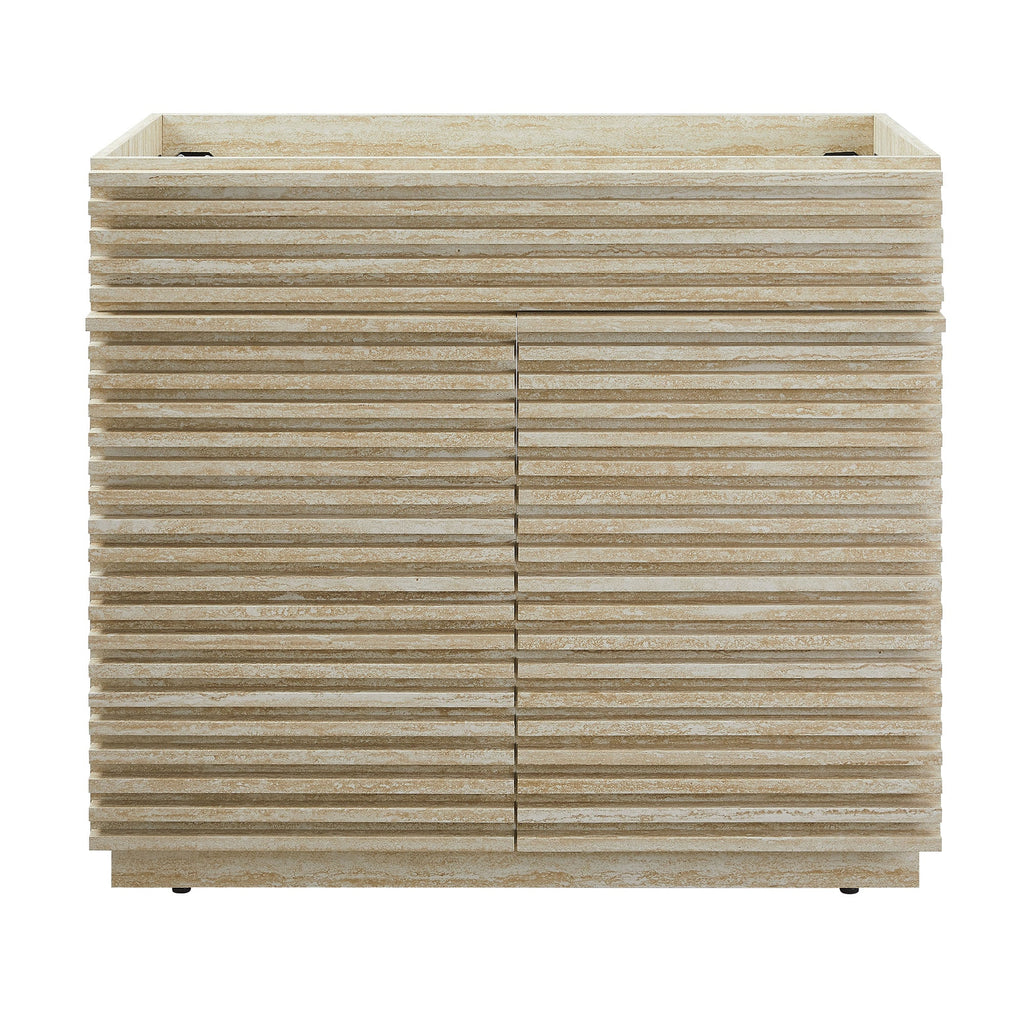 Render 36" Faux Travertine Bathroom Vanity Cabinet (Sink Not Included) by Modway