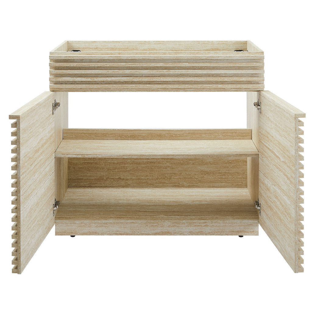 Render 36" Faux Travertine Bathroom Vanity Cabinet (Sink Not Included) by Modway
