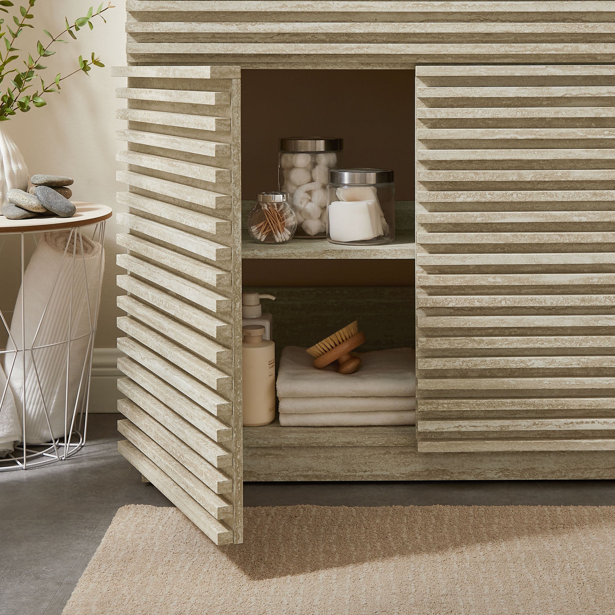 Render 36" Faux Travertine Bathroom Vanity Cabinet (Sink Not Included) by Modway