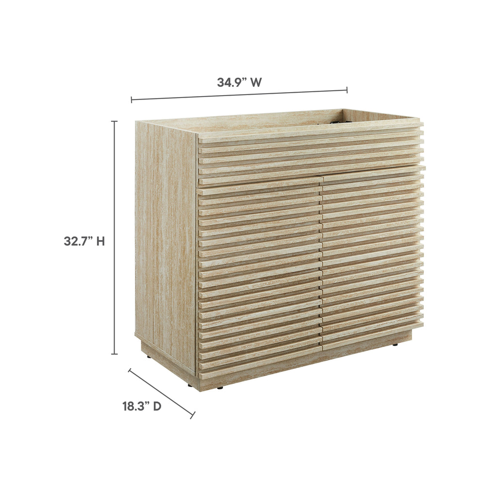 Render 36" Faux Travertine Bathroom Vanity Cabinet (Sink Not Included) by Modway
