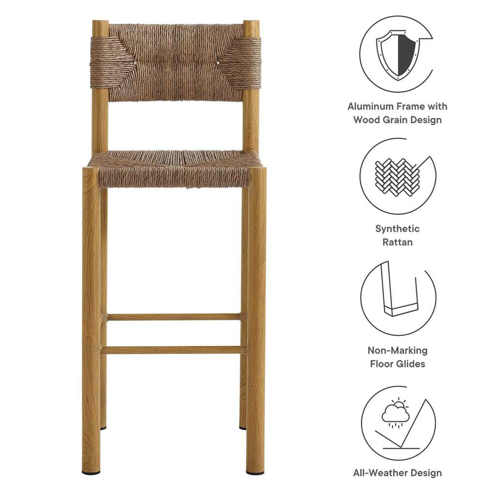 Parkland Outdoor Patio Rattan and Aluminum Bar Stools Set of 2 by Modway