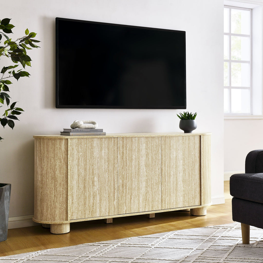 Overture 63Ó Oval Faux Travertine Sideboard by Modway