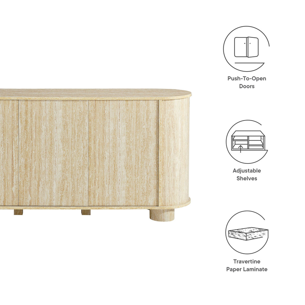 Overture 63Ó Oval Faux Travertine Sideboard by Modway