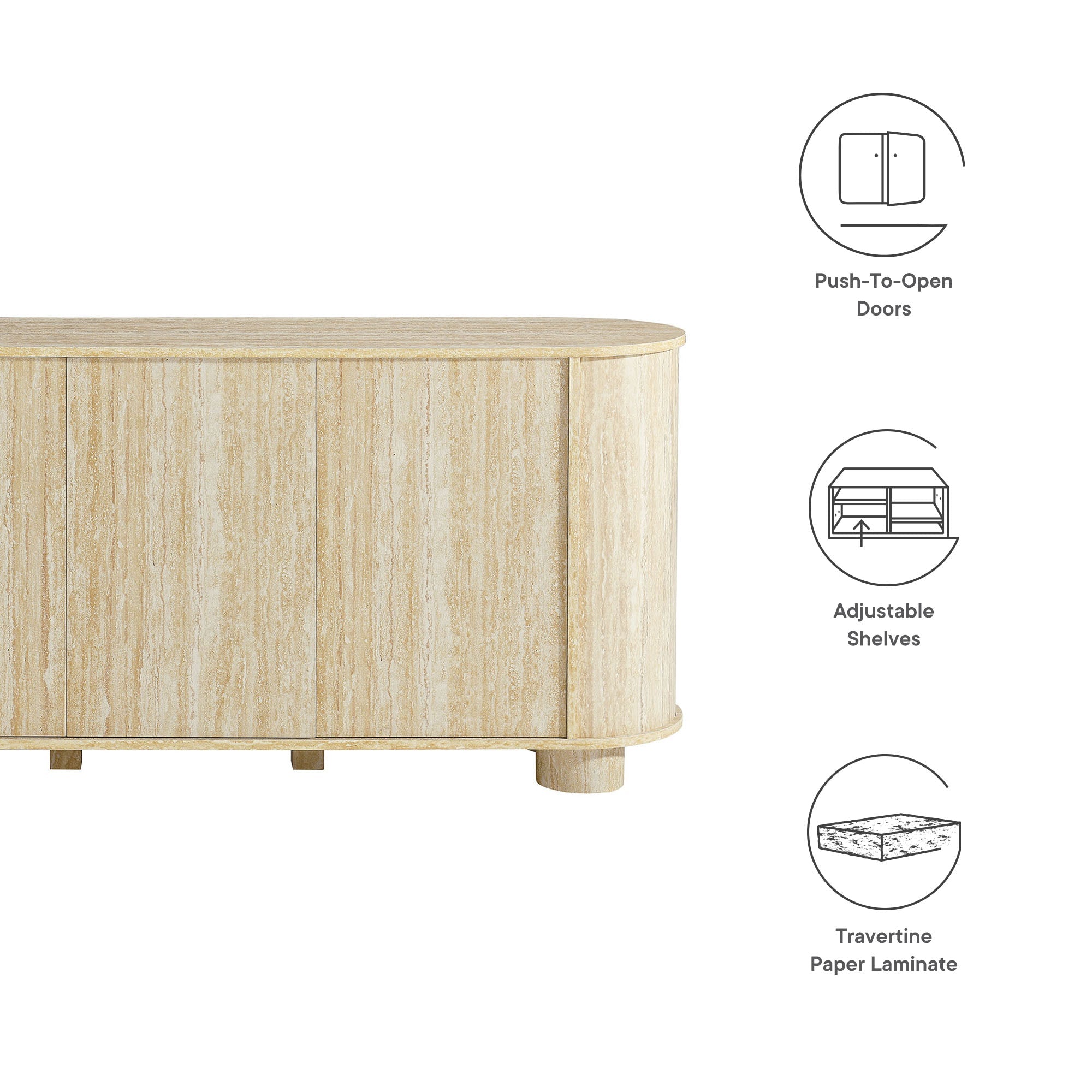 Overture 63Ó Oval Faux Travertine Sideboard by Modway