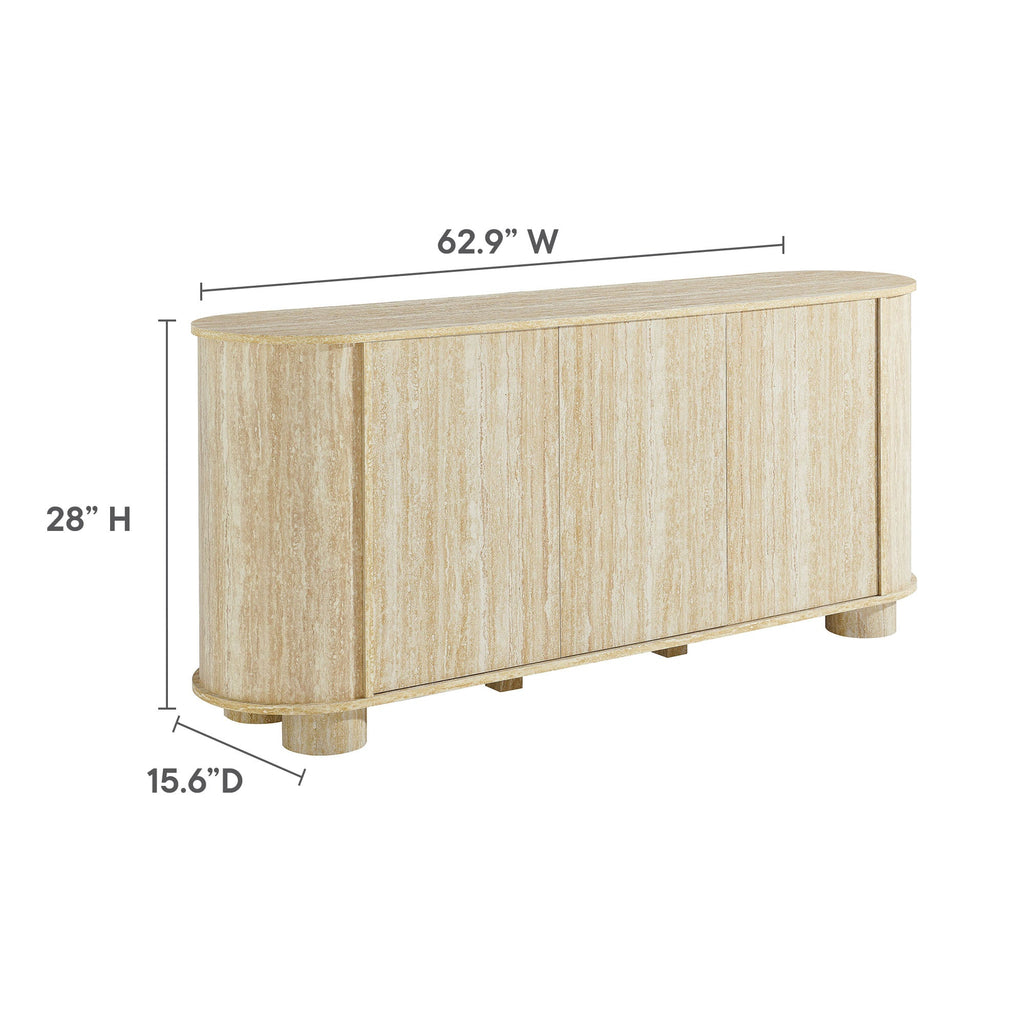 Overture 63Ó Oval Faux Travertine Sideboard by Modway