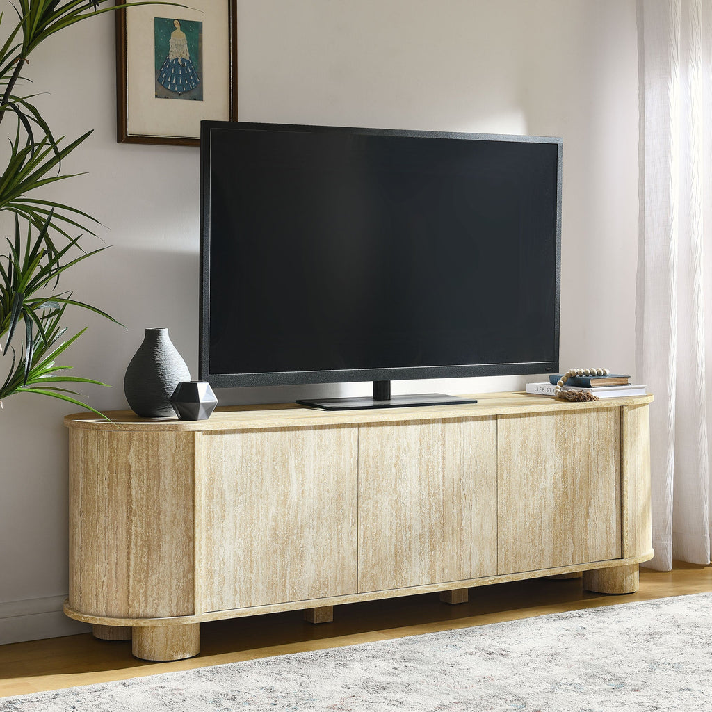 Overture 63Ó Oval Faux Travertine TV Stand by Modway