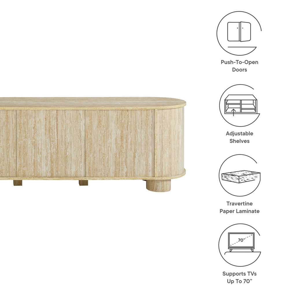 Overture 63Ó Oval Faux Travertine TV Stand by Modway