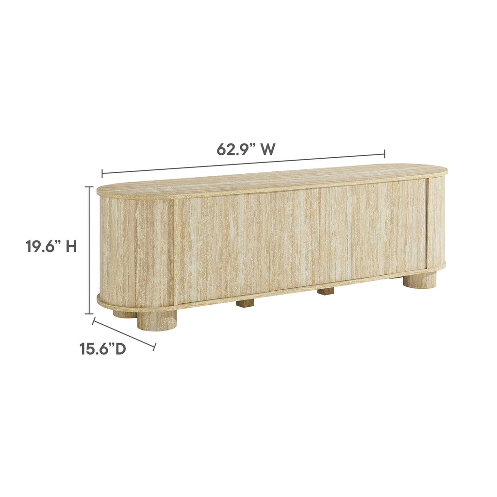 Overture 63Ó Oval Faux Travertine TV Stand by Modway
