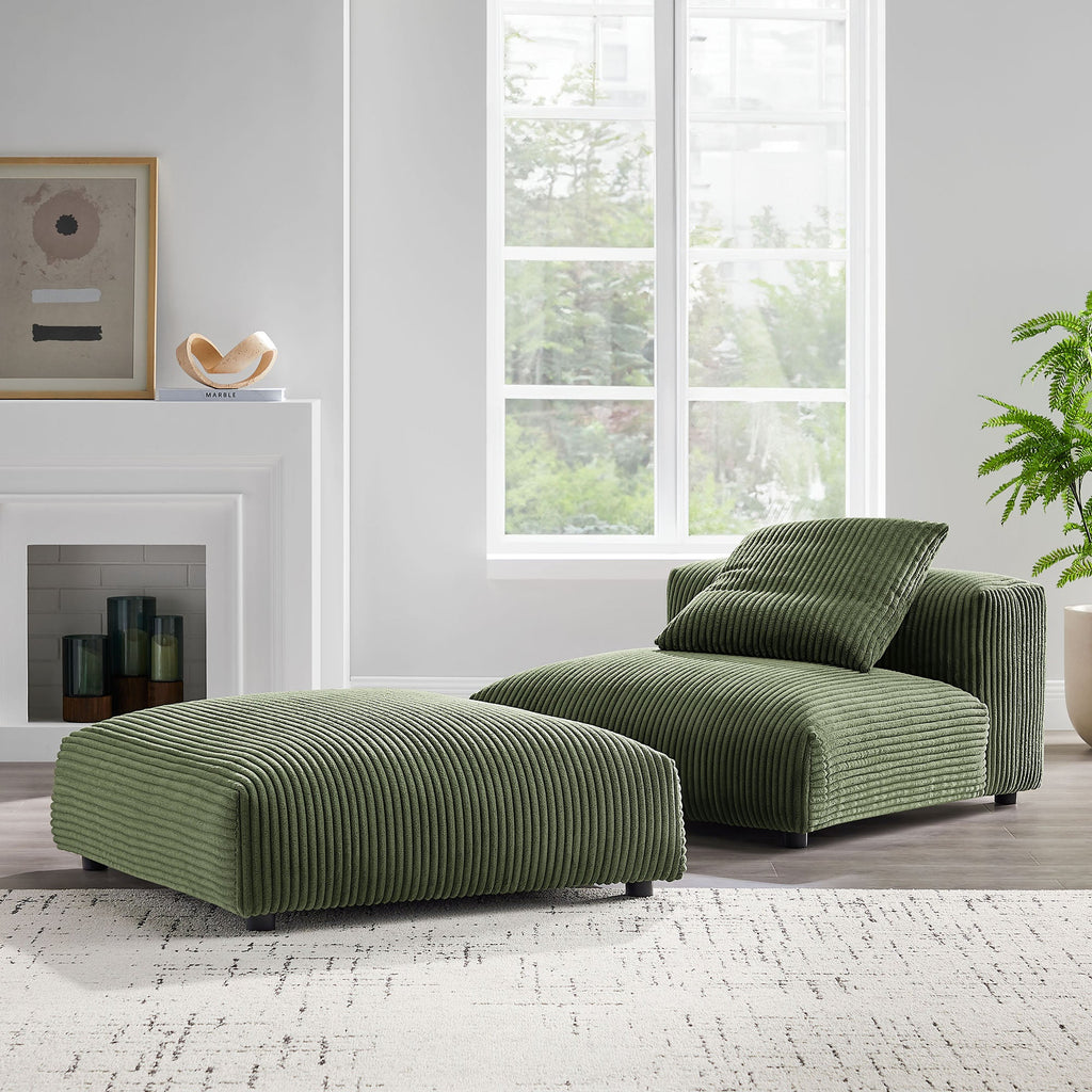 Solace Modular Corduroy Upholstered Armless Chair and Ottoman Set by Modway