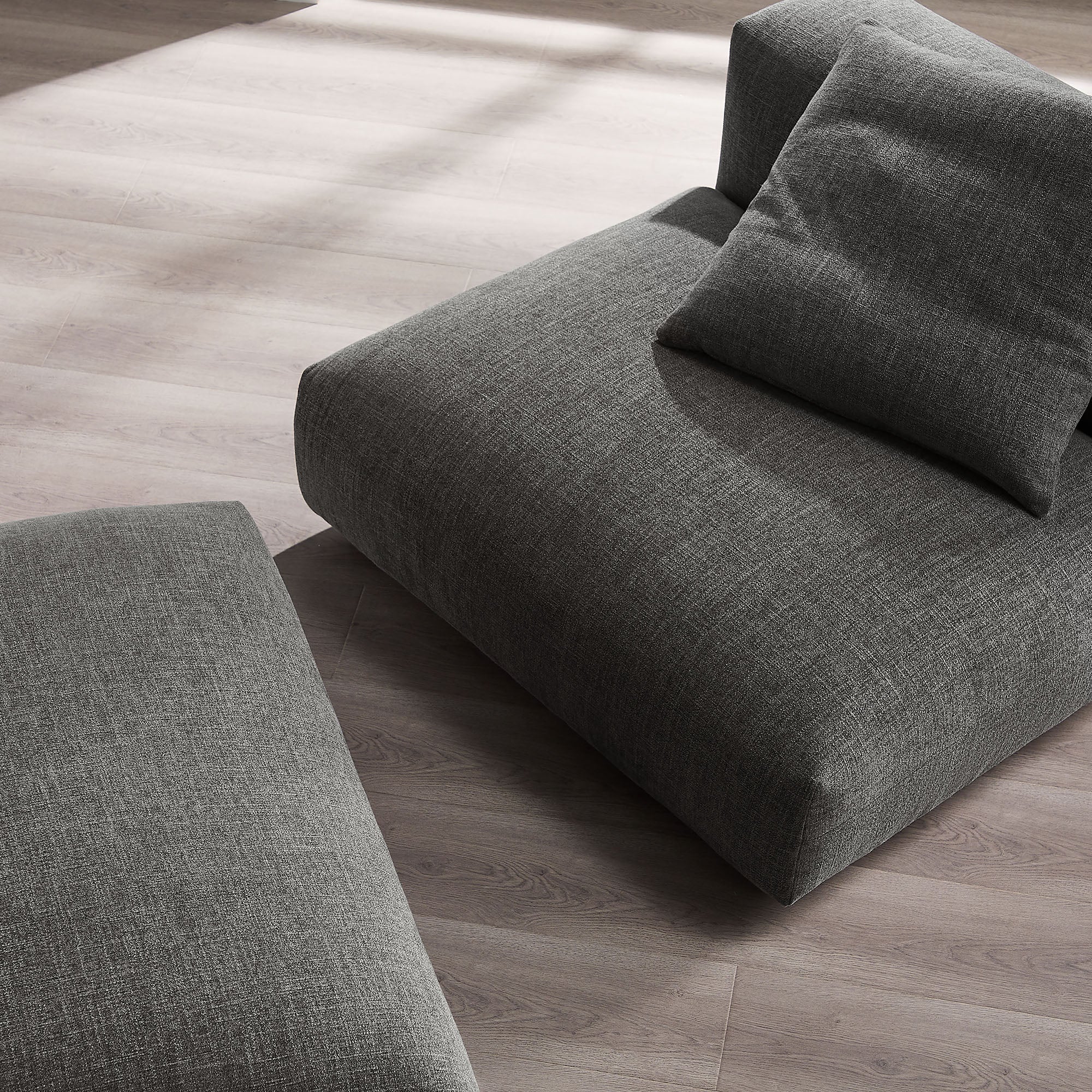 Solace Modular Upholstered Fabric Armless Chair and Ottoman Set by Modway
