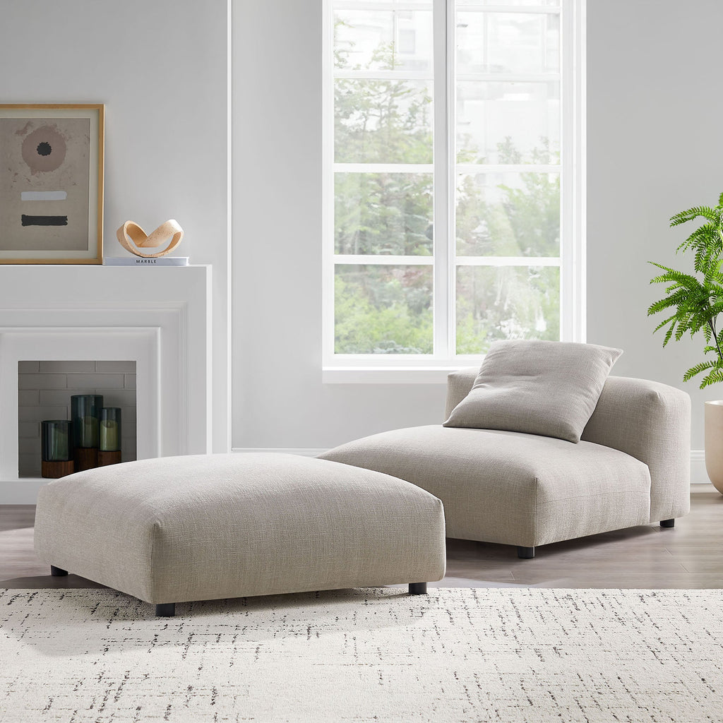 Solace Modular Upholstered Fabric Armless Chair and Ottoman Set by Modway