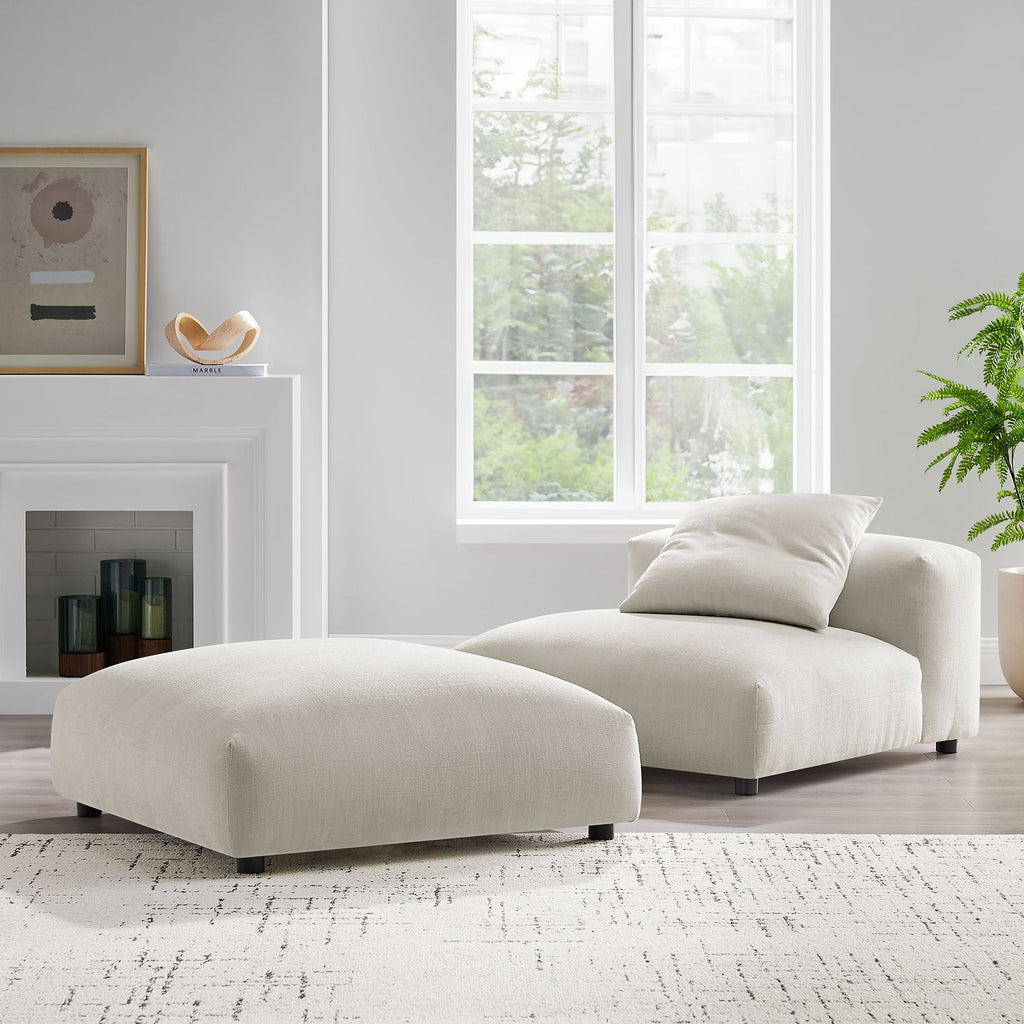 Solace Modular Upholstered Fabric Armless Chair and Ottoman Set by Modway
