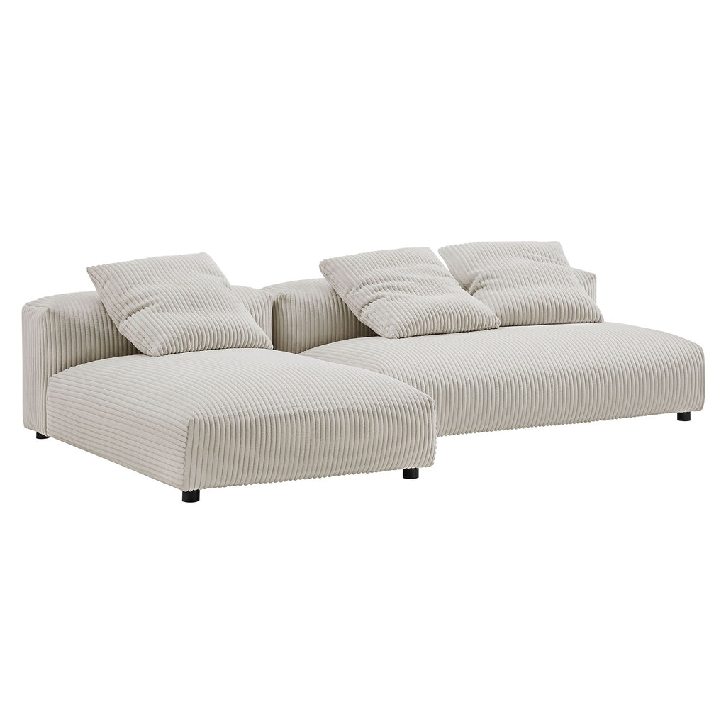 Solace 2-Piece Modular Corduroy Upholstered Sectional Sofa With Chaise by Modway