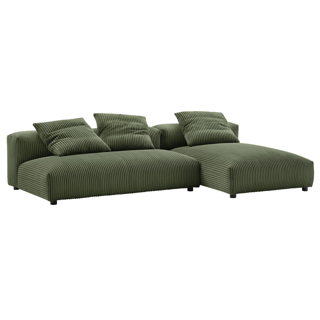 Solace 2-Piece Modular Corduroy Upholstered Sectional Sofa With Chaise by Modway