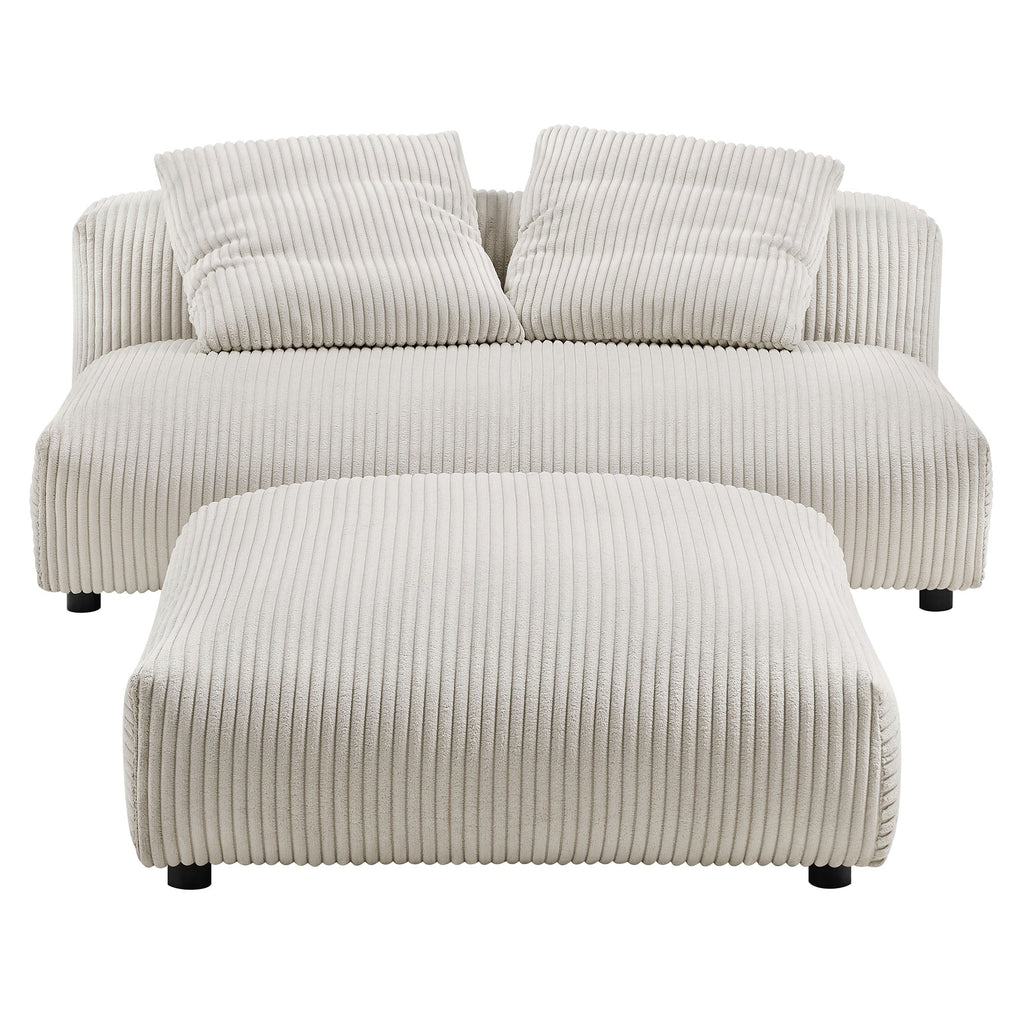 Solace Modular Corduroy Upholstered Armless Loveseat and Ottoman Set by Modway