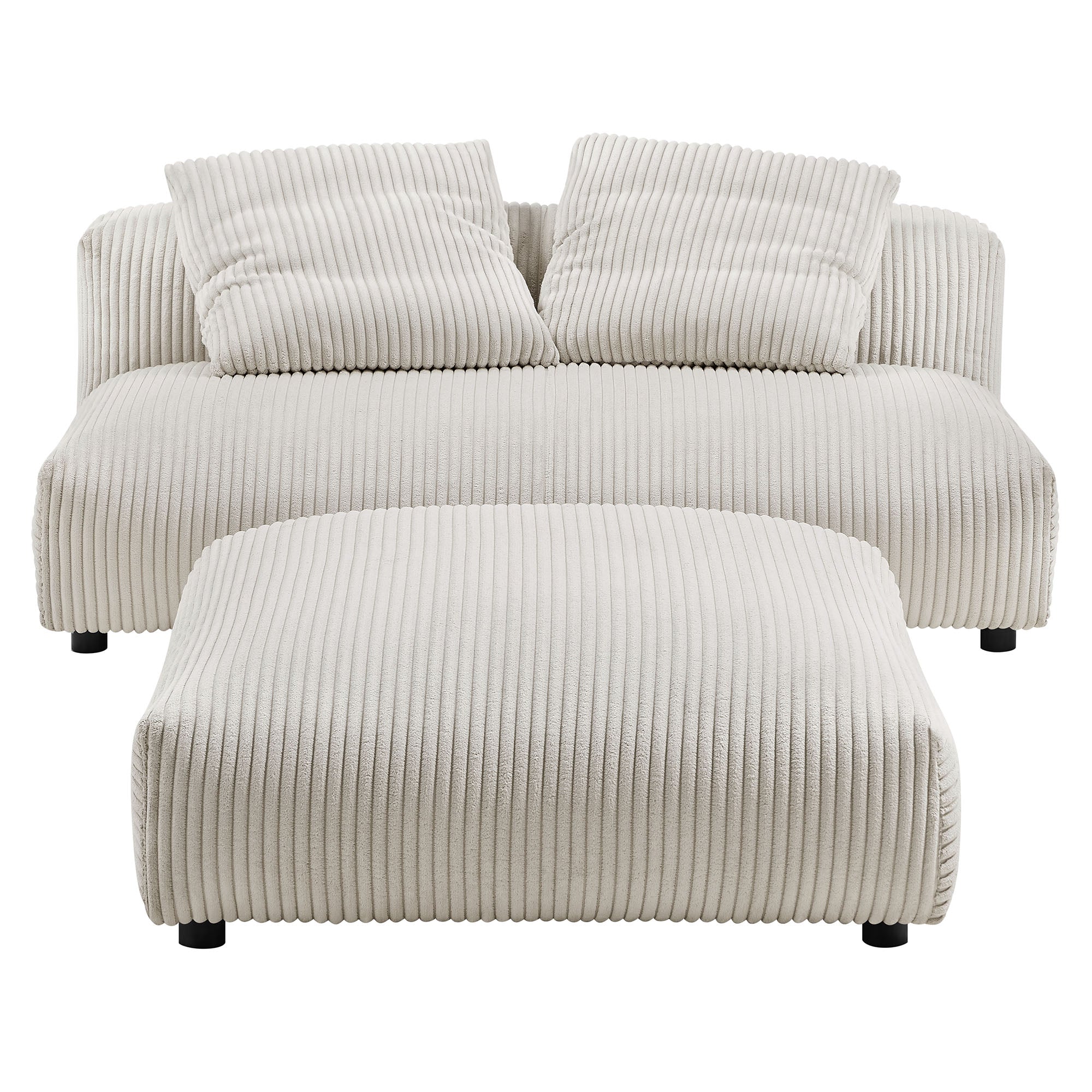 Solace Modular Corduroy Upholstered Armless Loveseat and Ottoman Set by Modway