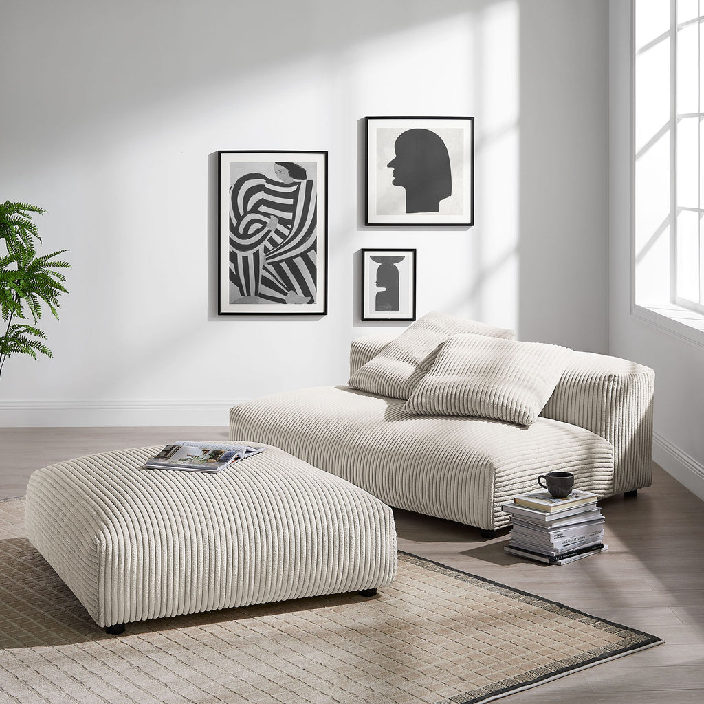 Solace Modular Corduroy Upholstered Armless Loveseat and Ottoman Set by Modway