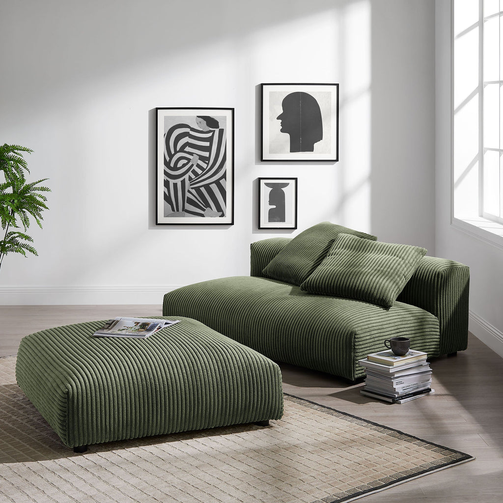 Solace Modular Corduroy Upholstered Armless Loveseat and Ottoman Set by Modway