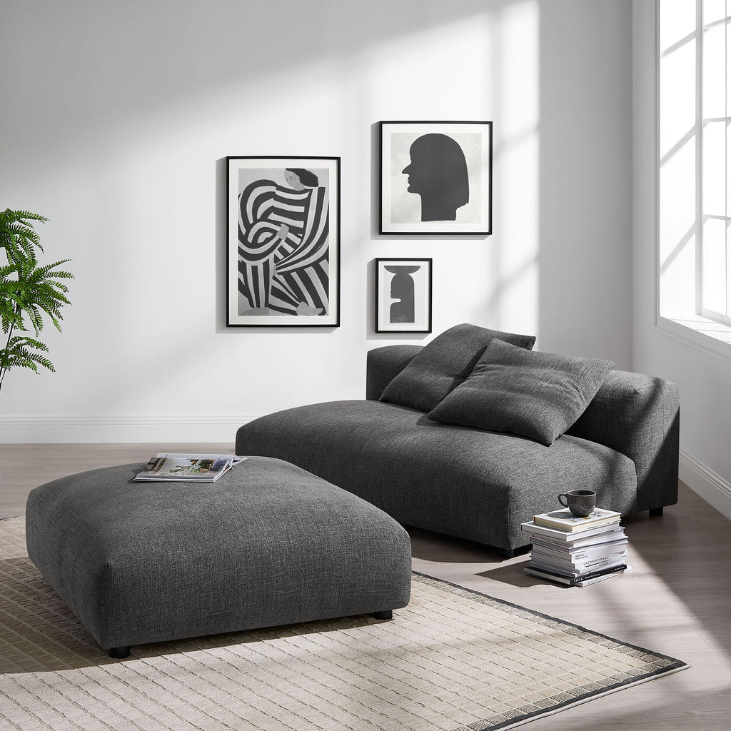Solace Modular Upholstered Fabric Armless Loveseat and Ottoman Set by Modway