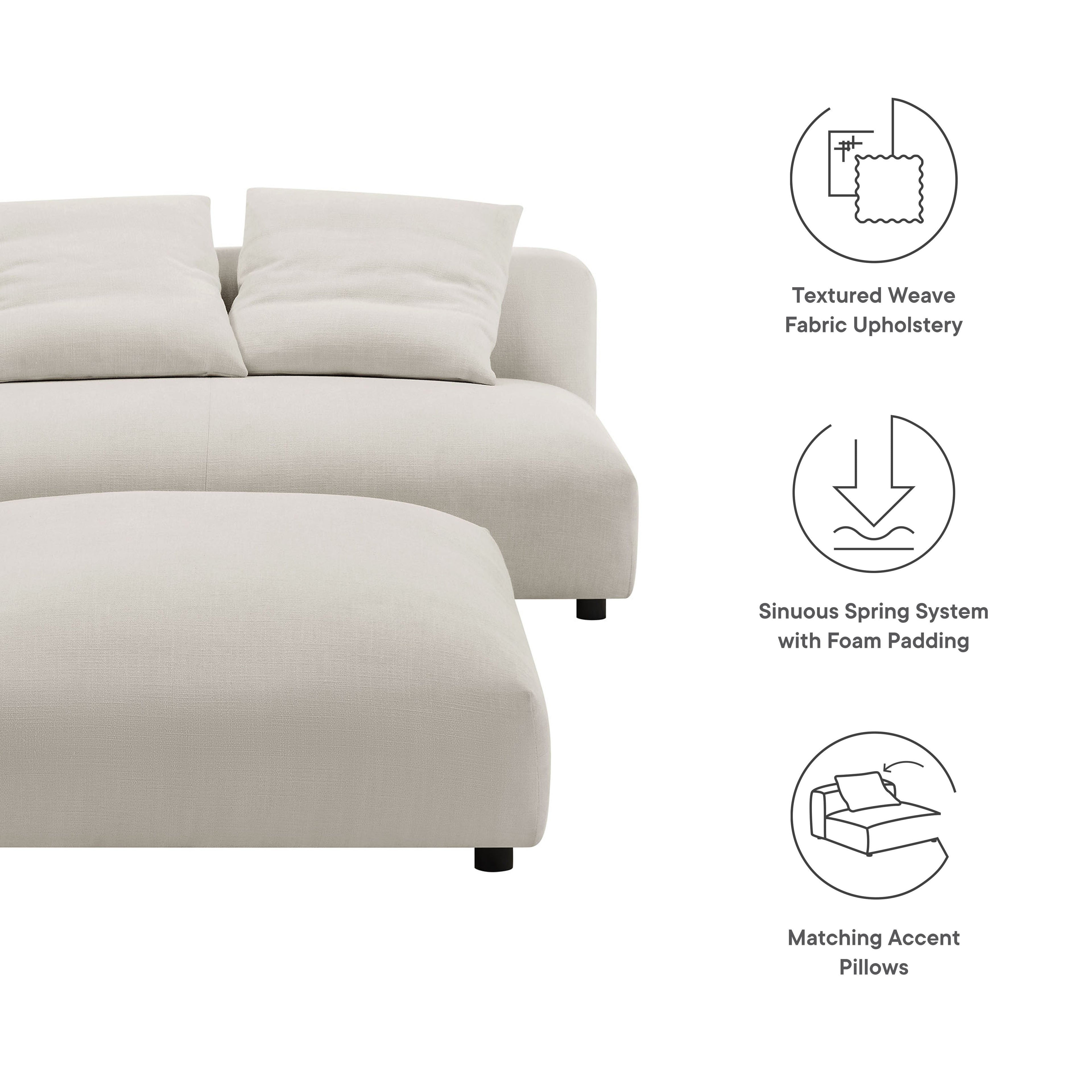 Solace Modular Upholstered Fabric Armless Loveseat and Ottoman Set by Modway