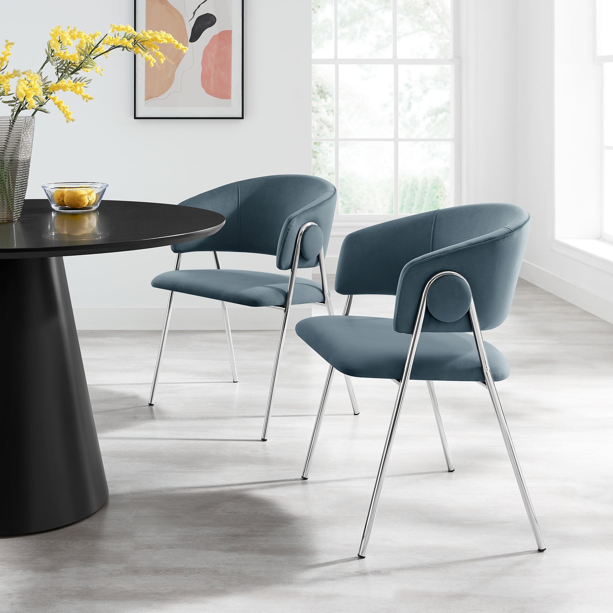 Nella Upholstered Performance Velvet Dining Chair Set of 2 by Modway