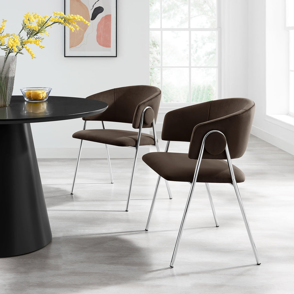 Nella Upholstered Performance Velvet Dining Chair Set of 2 by Modway